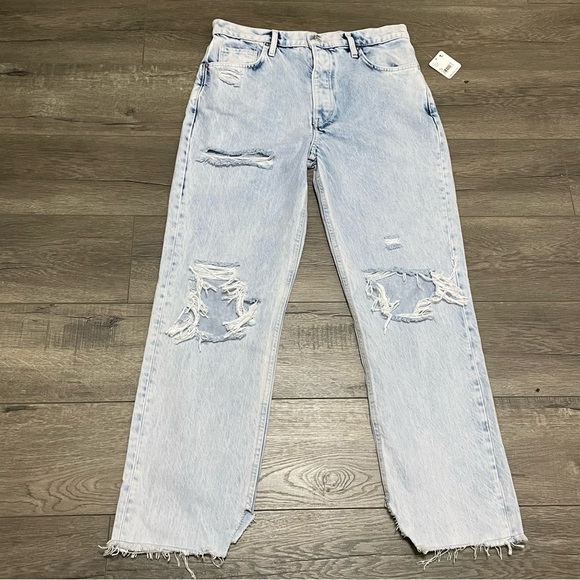 Free People Tapered Baggy Boyfriend Jeans Purple Rock Blue Sz 28 NWT Distressed - Picture 2 of 12